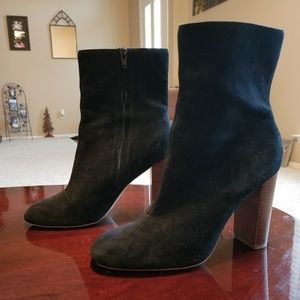 Black Suede Heeled Booties